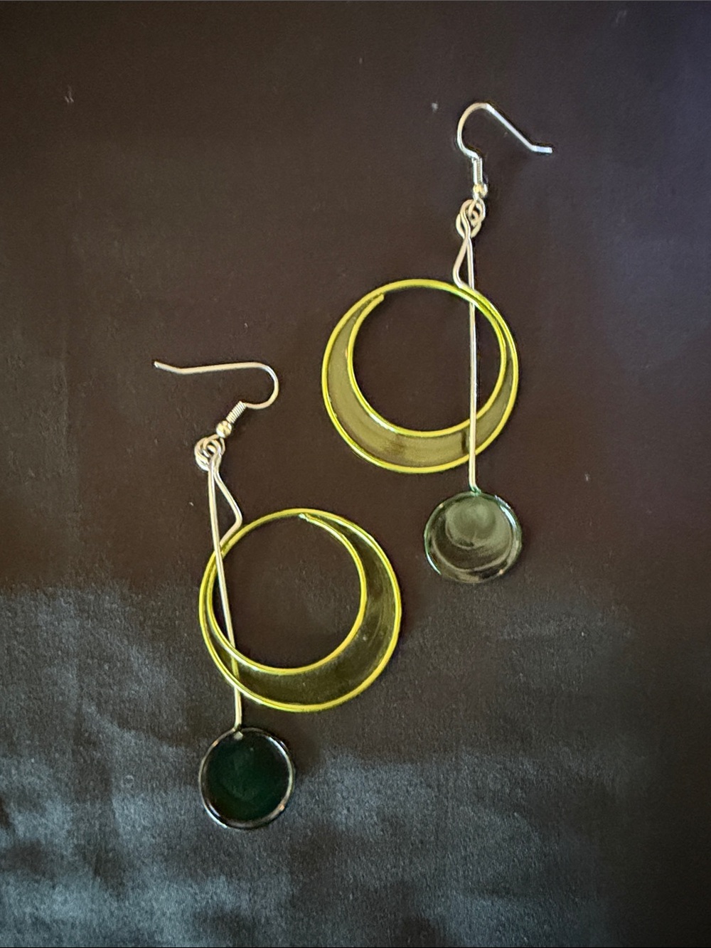 Green Crescent Hoop Drop Earrings - Unbranded